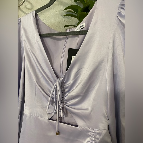 NWT FN All Night Longer Satin Mini Dress in Lilac - Picture 6 of 11